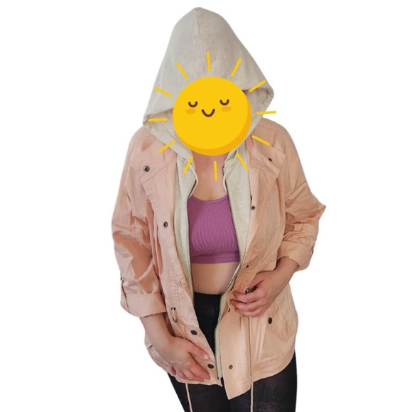 Torrid Plus Size Pastel Pink Spring Jacket with Sewn-in Faux Hoodie Size 2 - Picture 2 of 5